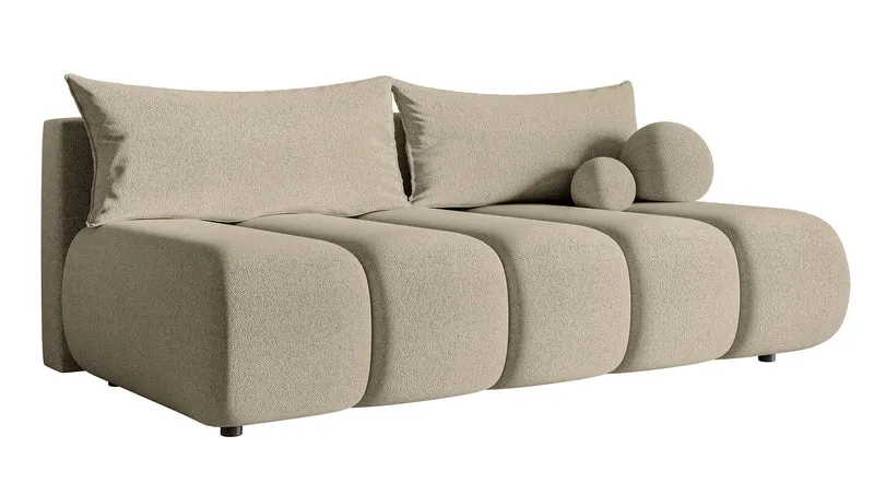 Dreisitziges Sofa Dandelino Mini mit Schlaffunktion, hellbeige Chenille