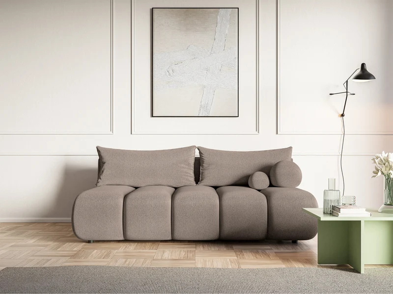 Dreisitziges Sofa Dandelino Mini mit Schlafunktion, beige Chenille