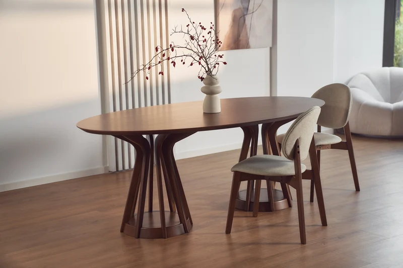 Holzstuhl für das Esszimmer Stenne Nussbaum/Beige