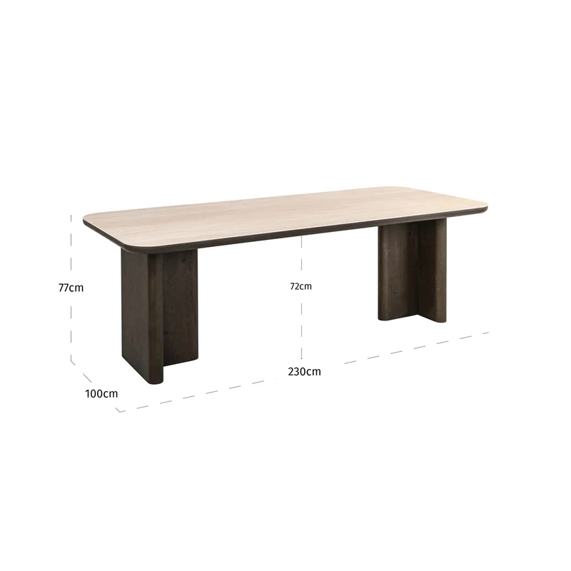 Esstisch Nando 230 cm Keramik-Travertin & Eichenfurnier braun