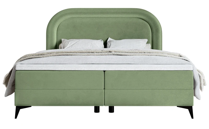 Kontinentalbett 140x200 cm Loreo mit Topper und Stauraum, Eukalyptus-Velours, hydrophob