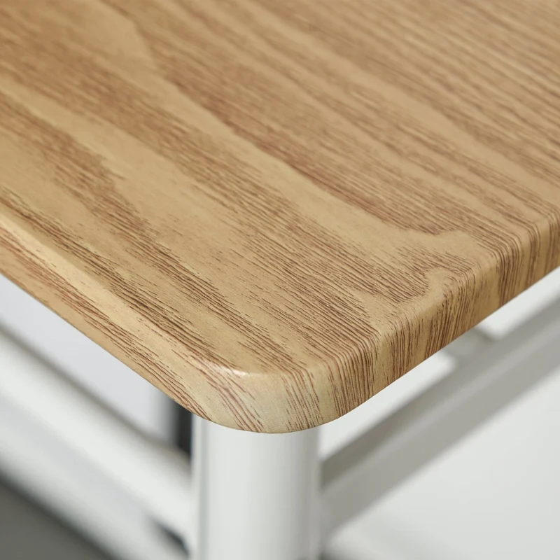 HOMCOM – 3-teiliges Bartisch-Set mit 2 Hockern und Ablage, MDF und Stahl, Weiß/Eiche