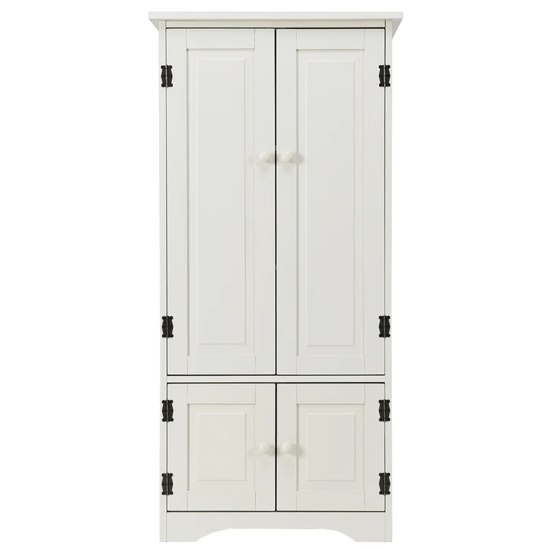 Costway - Badezimmer Unterschrank, Antik Holz Highboard Hochschrank, Kommode mit Verstellbaren Ablageboden, Badezimmerschrank Schmal, 59x31x123 cm