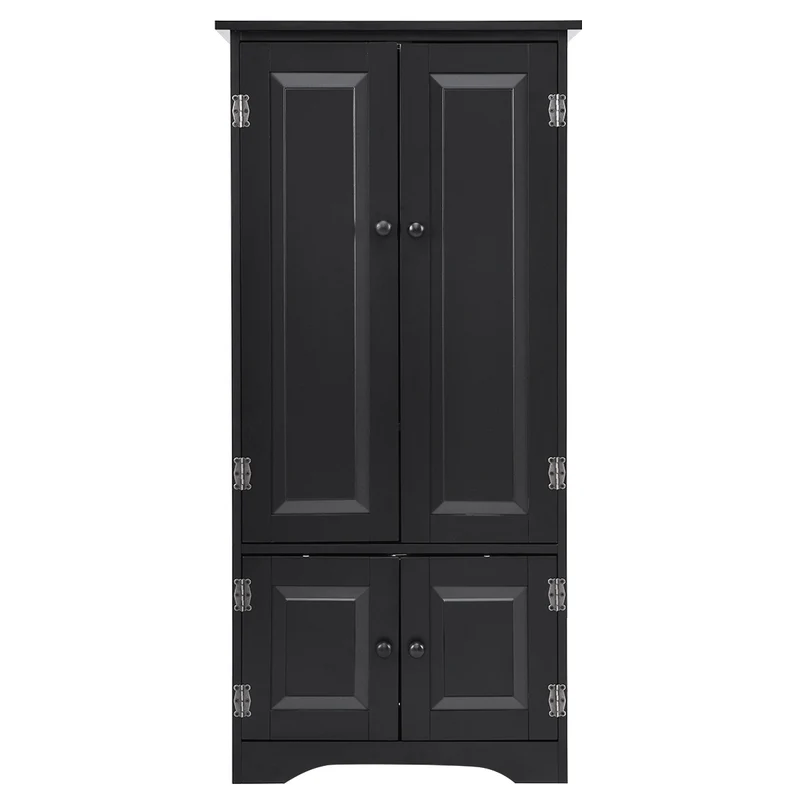Costway - Schrank, Midischrank, Beistellschrank, Highboard Hochschrank, Holz, Schwarz, 59 x 32 x 123 cm
