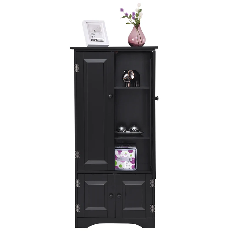 Costway - Schrank, Midischrank, Beistellschrank, Highboard Hochschrank, Holz, Schwarz, 59 x 32 x 123 cm