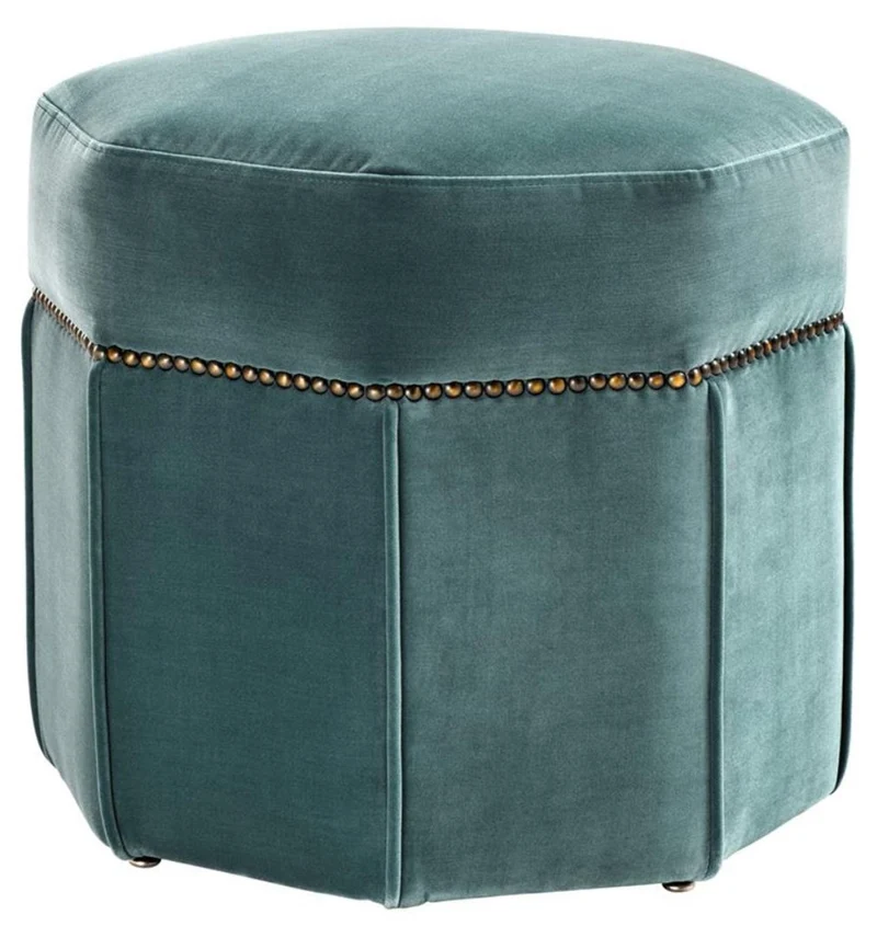Casa Padrino Luxus Hocker Dunkeltürkis / Antik Messing 46 x 46 x H. 44 cm - Luxus Sitzhocker