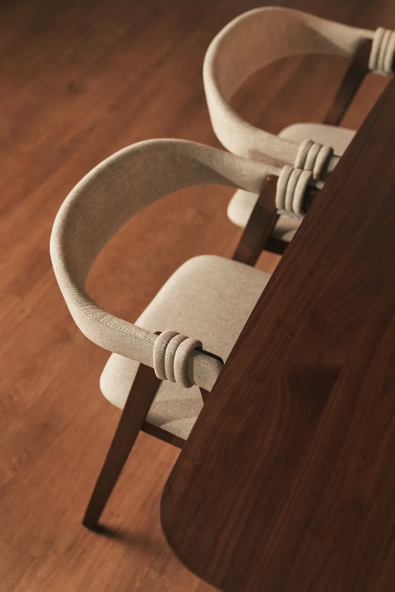 Holzstuhl für das Esszimmer Inneles Nussbaum/Beige