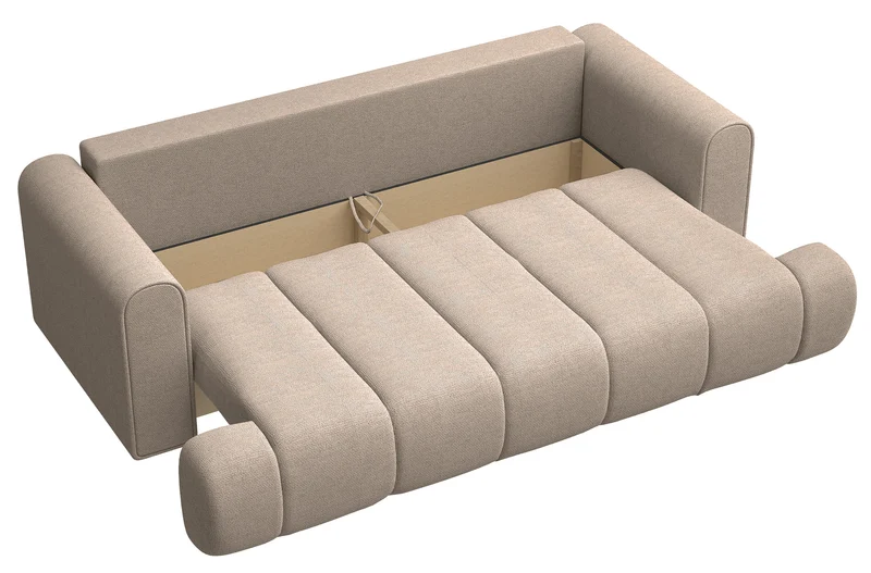 Dreisitziges Sofa Dandelino mit Schlafunktion, beige, hydrophobes Chenille