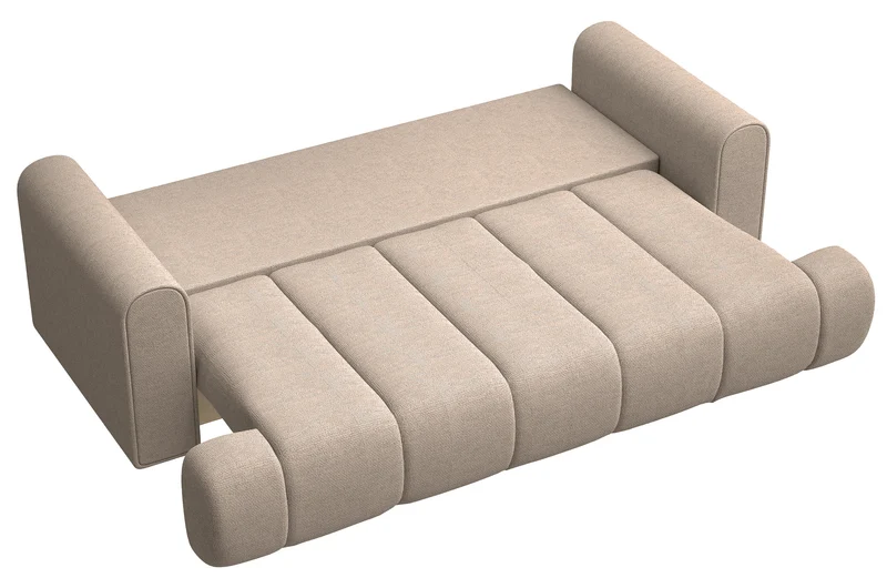 Dreisitziges Sofa Dandelino mit Schlafunktion, beige, hydrophobes Chenille