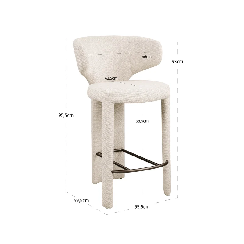 Barhocker Viola biscotti – Counterstuhl mit Polyester-Bezug