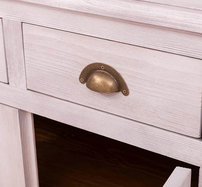 Großes Sideboard aus Massivholz mit sechs Schubladen und Türen