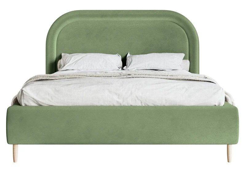 Gepolstertes Bett 180x200 cm Loreo mit Stauraum, eukalyptusfarbener, wasserabweisender Samt