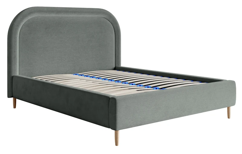 Gepolstertes Bett 180x200 cm Loreo mit Stauraum, grauer, wasserabweisender Samt