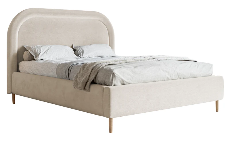 Polsterbett 180x200 cm Loreo mit Stauraum, grau-beiger wasserabweisender Samt