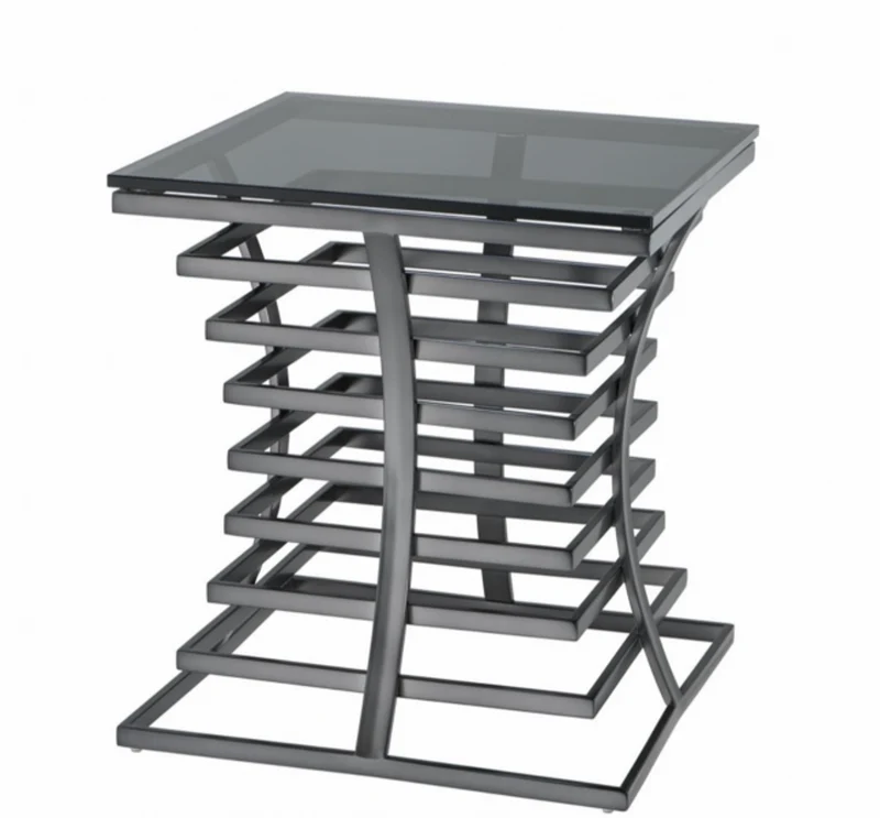 Casa Padrino Luxus Art Deco Beistelltisch in Bronze mit Rauchglas, 50 x 50 x H. 55 cm