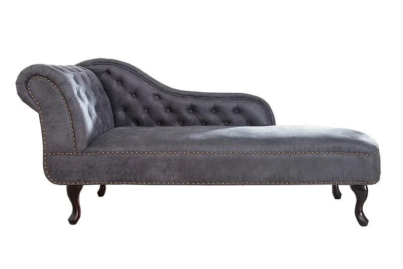 Chesterfield Recamiere / Chaiselongue Antikgrau aus dem Hause Casa Padrino - Wohnzimmer Chaiselongue
