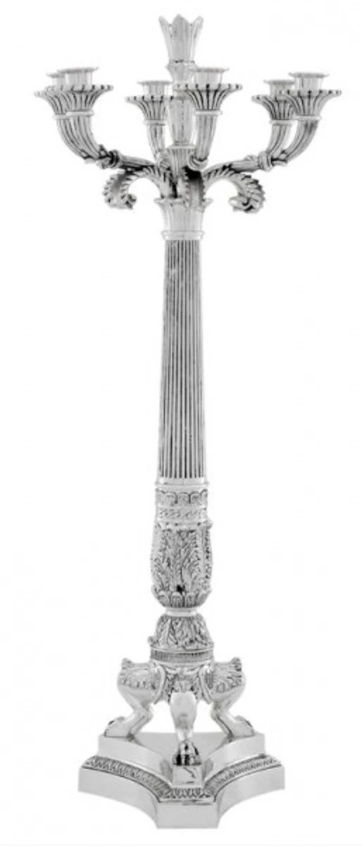 Casa Padrino Luxus Barock Kerzenhalter Silber Ø 30 x H. 79 cm - Prunkvoller Metall Kerzenständer im Barockstil - Barock Deko Accessoires
