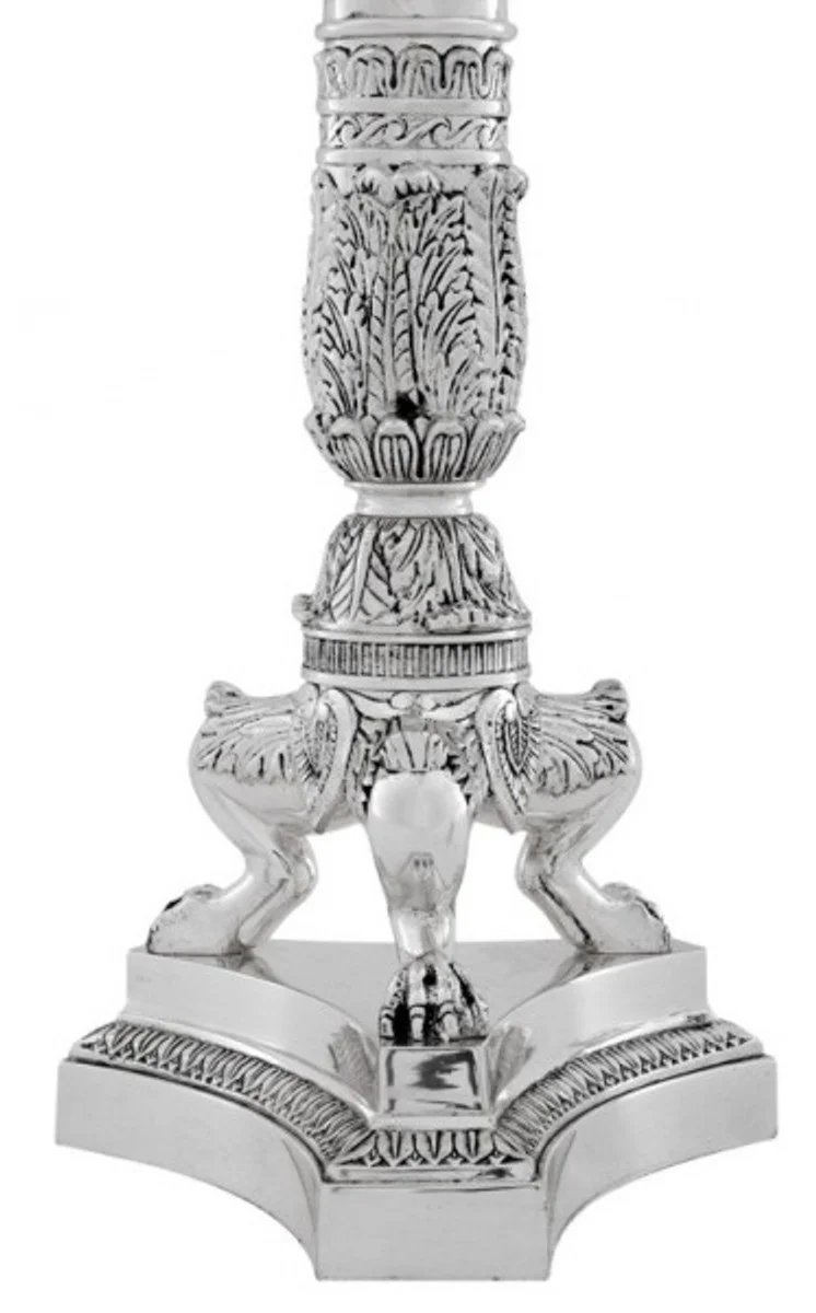 Casa Padrino Luxus Barock Kerzenhalter Silber Ø 30 x H. 79 cm - Prunkvoller Metall Kerzenständer im Barockstil - Barock Deko Accessoires