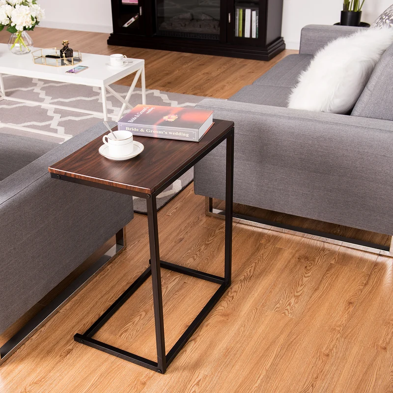 Costway – C-förmiger Beistell- und Laptoptisch aus MDF und Metall, 55 × 35 × 65 cm.