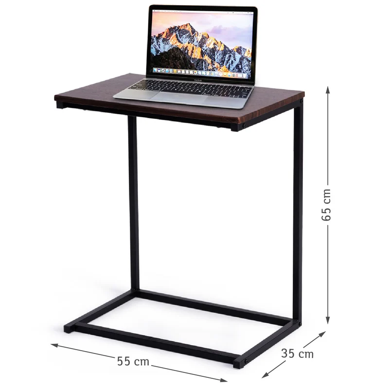Costway – C-förmiger Beistell- und Laptoptisch aus MDF und Metall, 55 × 35 × 65 cm.