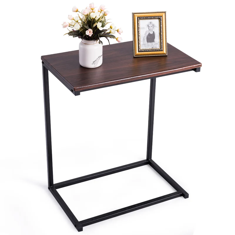 Costway – C-förmiger Beistell- und Laptoptisch aus MDF und Metall, 55 × 35 × 65 cm.