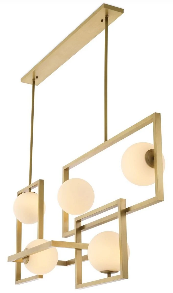 Casa Padrino Luxus Art Deco Kronleuchter Antik Messingfarben / Weiß Ø 160 x 38 x H. 70,5 cm - Wohnzimmer Kronleuchter - Hotel Kronleuchter - Luxus Qualität
