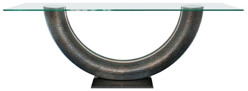 Casa Padrino Luxus Konsole Bronzefarben 230 x 45 x H. 86 cm - Konsolentisch mit Glasplatte - Wohnzimmer Möbel - Hotel Möbel - Luxus Kollektion