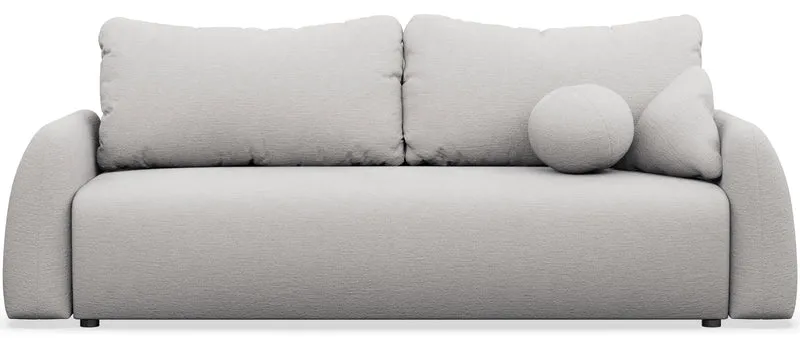 Dreisitziges ausklappbares Sofa Nubelle mit Stauraum, hellgrauer hydrophober Chenillestoff