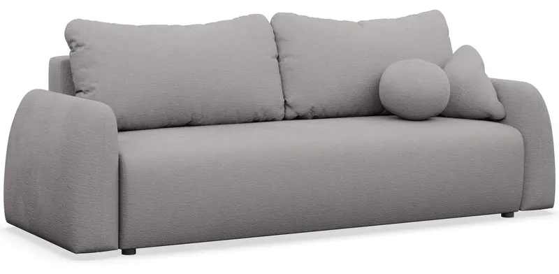 Dreisitziges ausklappbares Sofa Nubelle mit Stauraum, grauer hydrophober Chenillestoff