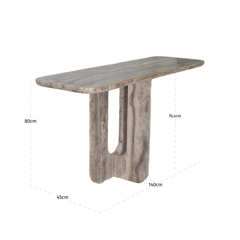 Konsole Westin Grey – Travertin-Konsole mit skulpturalem Design