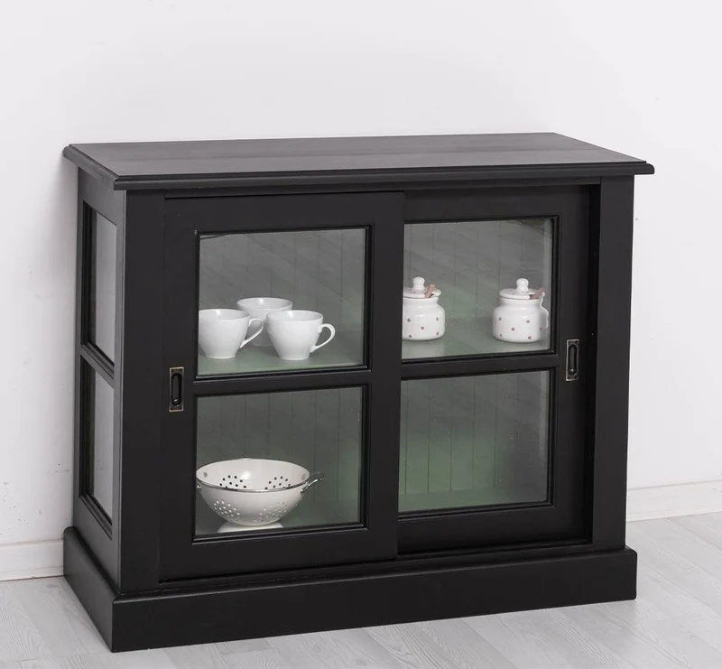Vitrine aus Massivholz | Sideboard mit Schiebetür