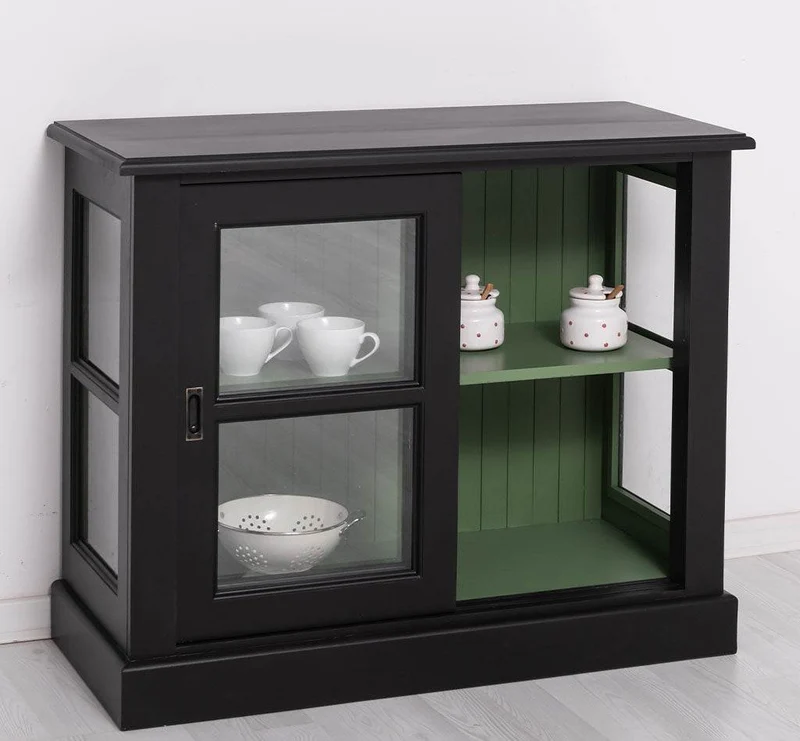Vitrine aus Massivholz | Sideboard mit Schiebetür