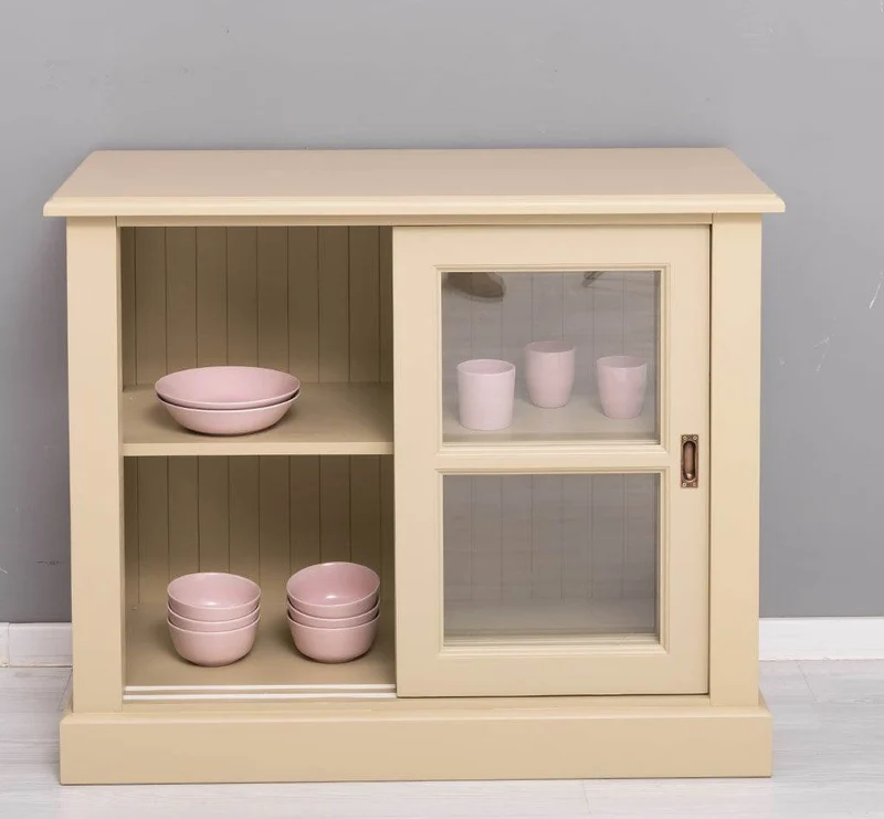 Vitrine aus Massivholz | Sideboard mit Schiebetür