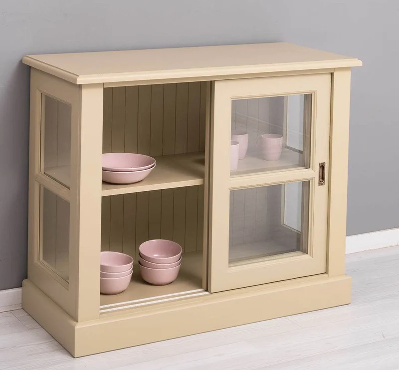 Vitrine aus Massivholz | Sideboard mit Schiebetür