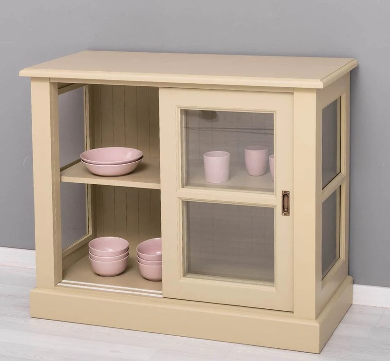Vitrine aus Massivholz | Sideboard mit Schiebetür