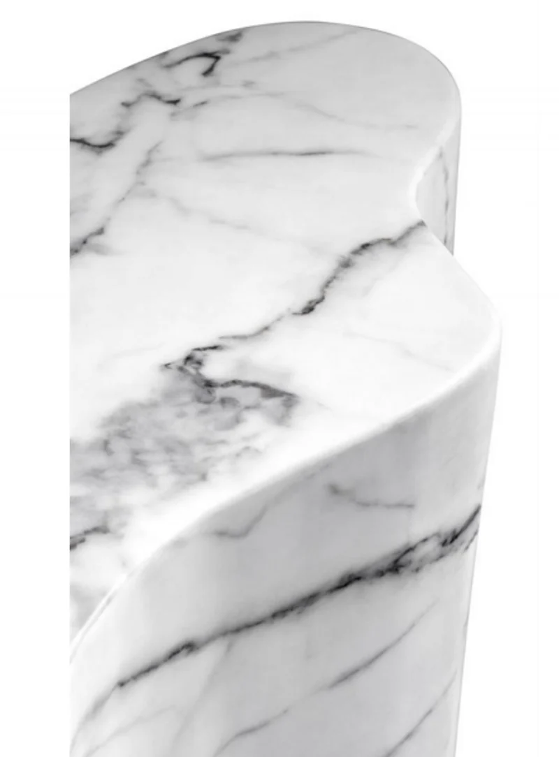 Casa Padrino Luxus Art Deco Designer Beistelltisch aus weißem Kunstmarmor – 68 x 62 x H. 56 cm