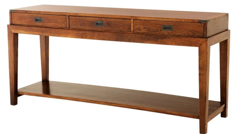 Casa Padrino Luxus Konsole mit 3 Schubladen in braun 162,5 x 47,5 x H. 76 cm - Wohnzimmermöbel