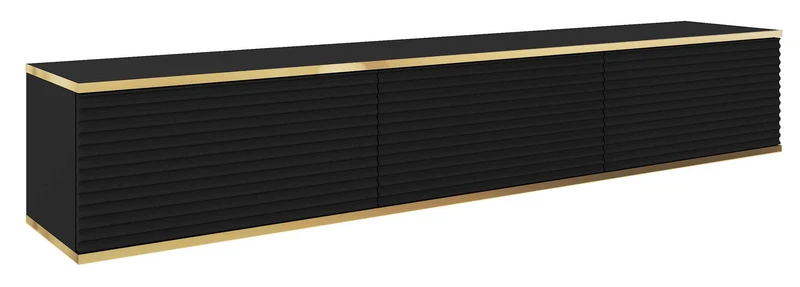 TV-Schrank Mucalma 175 cm schwarz mit goldenen Lamellenakzenten