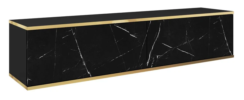 TV-Schrank Mucalma 135 cm schwarzer Marmor mit goldenen Einsätzen
