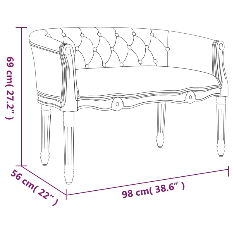 vidaXL - Sitzbank, Bank zum Sitzen, 98x56x69 cm, Maximale Tragfähigkeit (pro Sitz ) 110 kg, Leinen