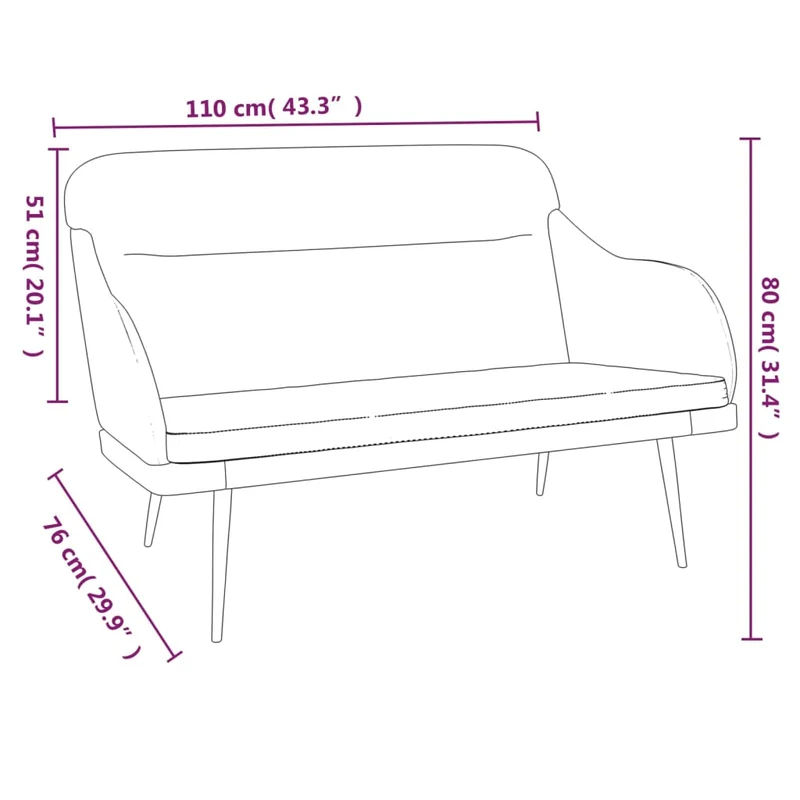 vidaXL - Sitzbank, und Rückenlehne, Bank zum Sitzen, Sitzbank Schwarz, 110x76x80 cm, Samt