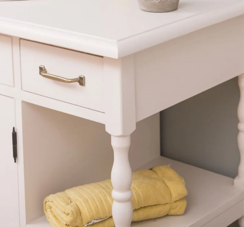 Casa Padrino Landhausstil Waschtisch Weiß 128 x 54 x H. 91 cm - Massivholz Waschbeckenschrank - Landhausstil Badezimmer Möbel