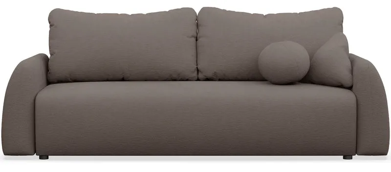 Dreisitziges ausklappbares Sofa Nubelle mit Stauraum, braunes hydrophobes Chenille