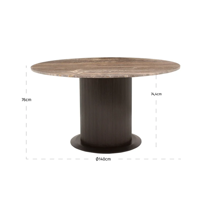 Esstisch Russo rund Ø140 cm, Travertin & Mangoholz, Richmond