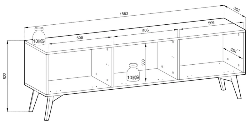 TV-Schrank Favoria 158 cm beige/Scandi Fischgrät mit goldenen Griffen
