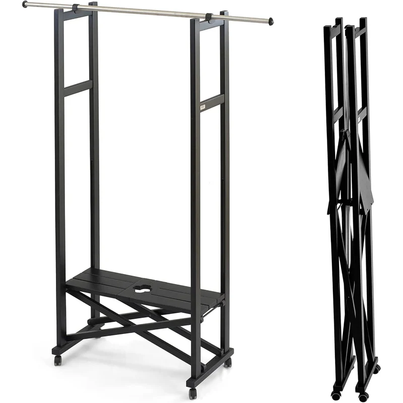 Garderobe, Kleiderständer Holz, Kleiderständer schwarz, Garderobenständer Holz, Kleiderständer Holz Klappbar, ausziehbar, aus massiver Buche