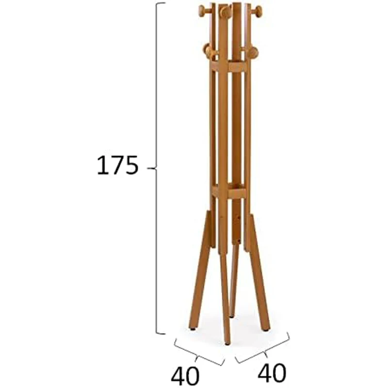 ARIT Alba – Garderobenständer aus massiver Buche mit 8 Kleiderhaken, Kirschbaum-Finish