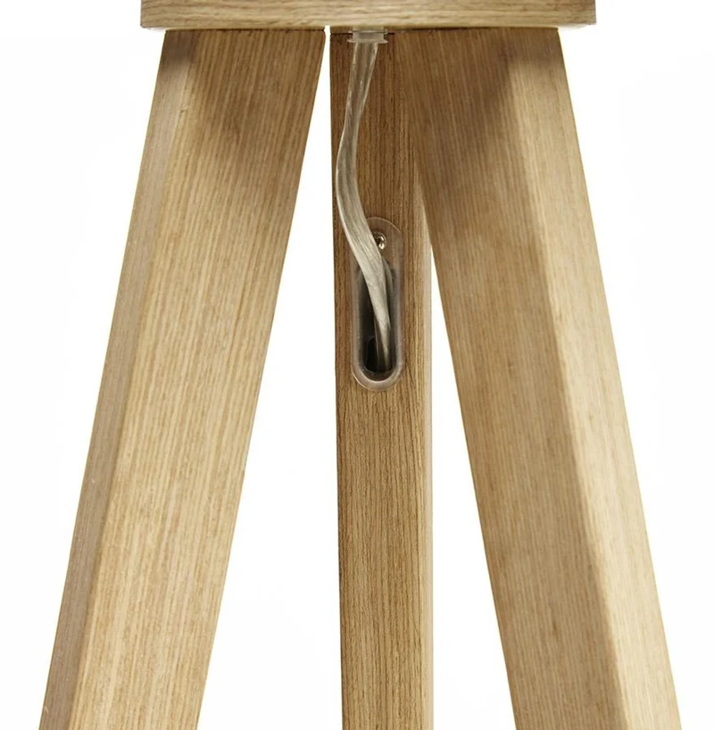 Casa Padrino Studio Stehleuchte Naturholzfarben / Weiß mit 3 Beinen 159 x 55 cm