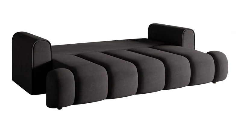 Dreisitziges Sofa Dandelino mit Schlaffunktion, Graphit, hydrophobes Samtgewebe