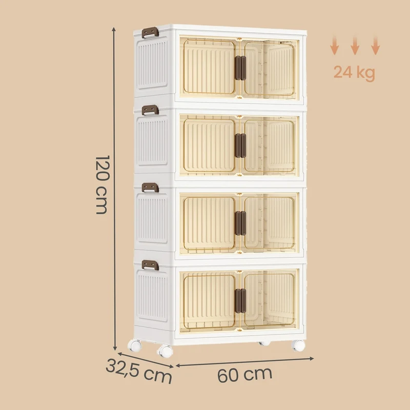 Rollwagen Mit 4 Ebenen - Stapelbare Boxen Mit Deckel - 220 L Stauraum